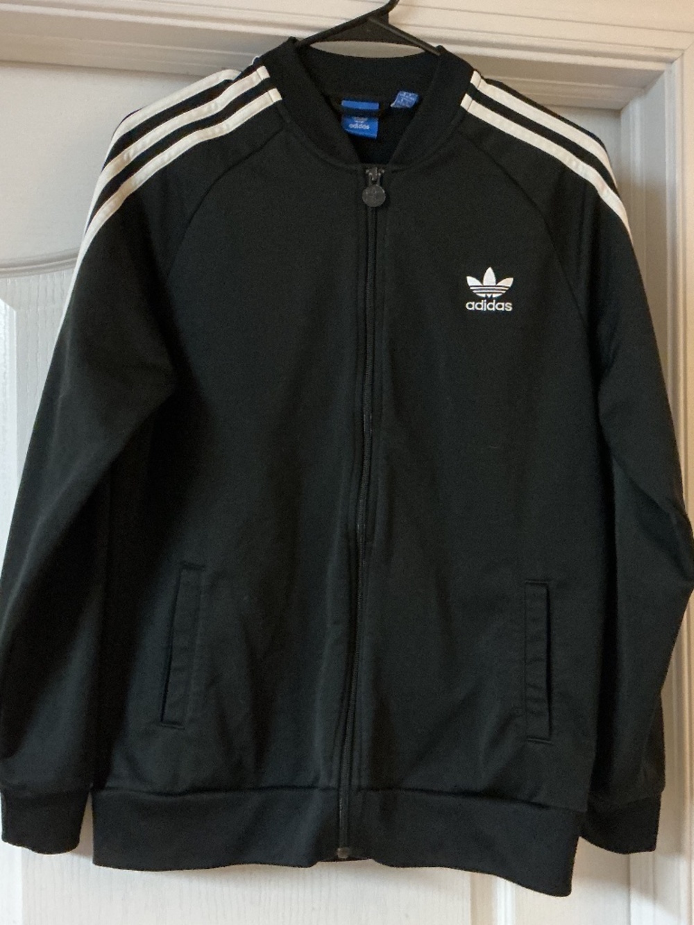 Adidas Track Jacket Black and White Youth XL Used